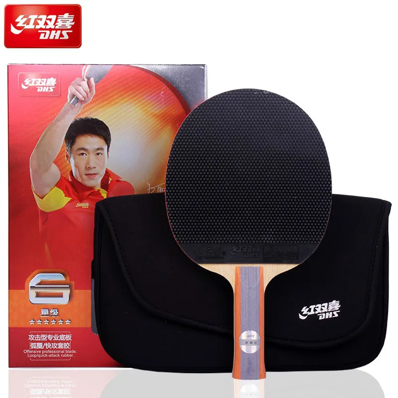 

Original Dhs 6003 6007 (6 Star) Fl Long Handle Table Tennis Racket With Case Racket Sports Indoor Sports Pimples Out