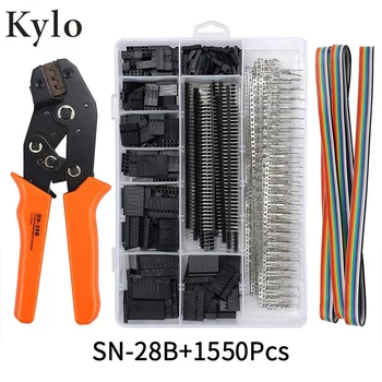 

SN-28B+1550Pcs dupont crimping tool pliers terminal ferrule crimper wire hand tool set terminals clamp kit tool