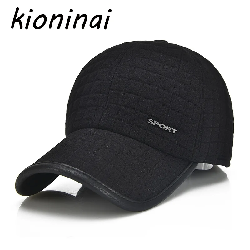

Kioninai 2017 Winter Hat With Earflaps Snapback Cap Sport  Baseball Cap For Father Men Dad Hat Casquette Gorras Planas Bone