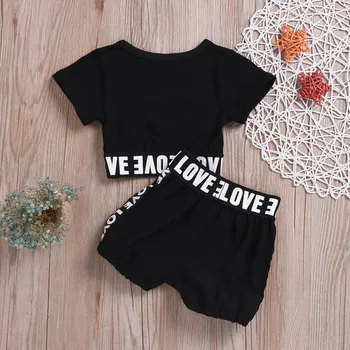 

summer girls boys letter print children clothing set baby clothes short-sleeve T-shirt pant kids sport suit