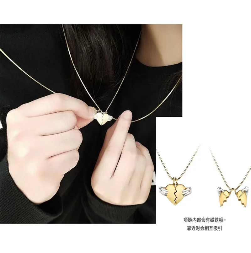 

Tiff Pan 925 sterling silver necklace, Two necklaces, heart shape, trend wild.Fashion creative ladies jewelry