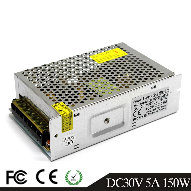

Single Output Small Volume 150W 5A 30V DC power supply Switch Transformers AC110V 220V TO DC30V SMPS for Led Light Stepper CNC