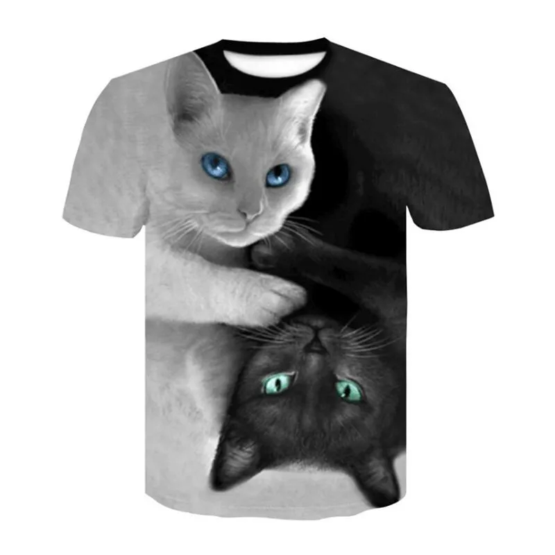 

Kitten cat T - shirt spit out a waterfall to the earth's vibrant 3D cat T - shirt galactic nebula space T - shirt for female men