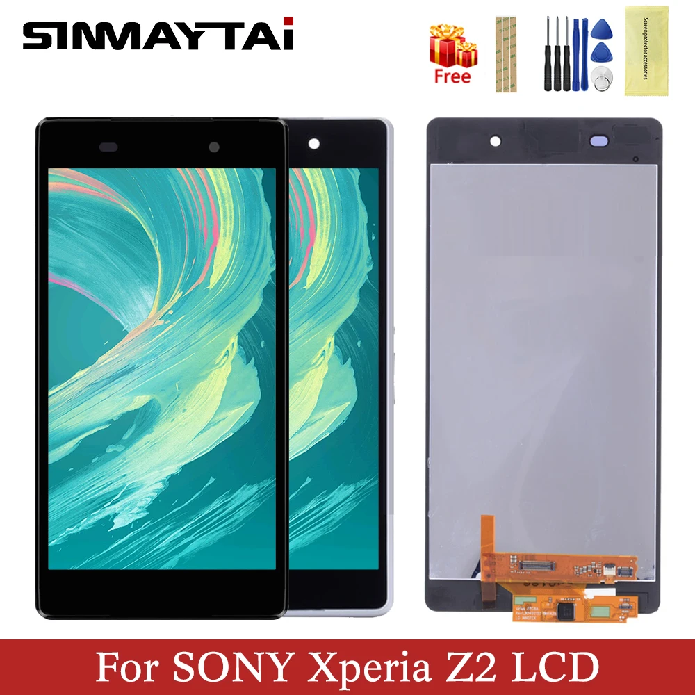 

original LCD Display For Sony Xperia Z2 D6502 D6503 D6543 L50W D6502 Touch screen Digitizer Assembly Frame with Free Tools LCD