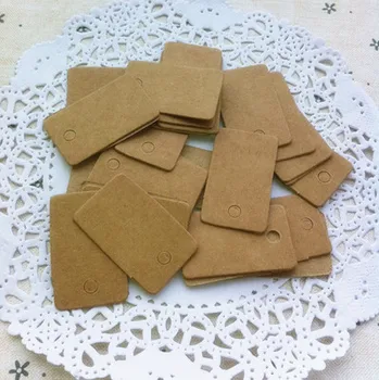 

1000pcs Kraft Paper Design Square Label Diy jewelry Wedding Party Giftaccessories Tag With Hemp Rope Hanging Cardboard 2cm*3.3cm