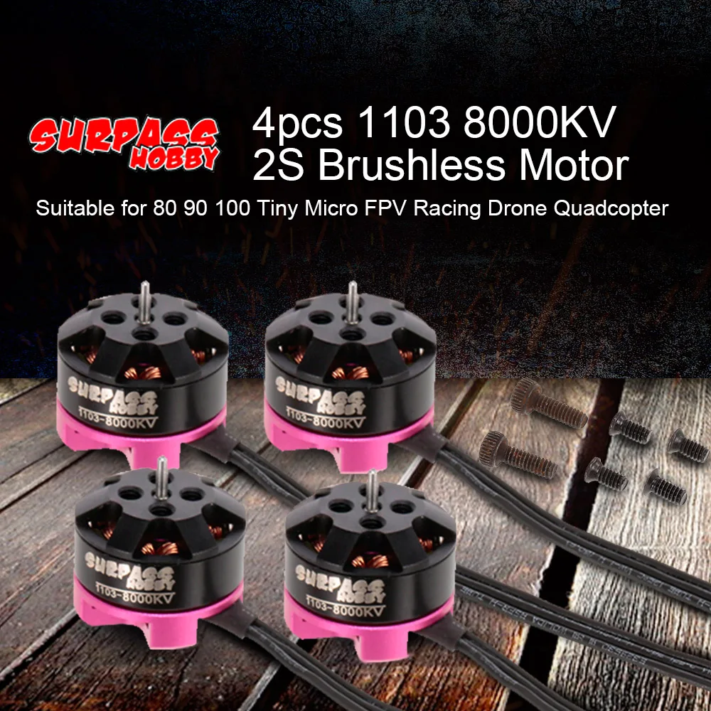 

4pcs Drone Motor 1103 8000KV 2S Brushless Motor for 80 90 100 Tiny Micro FPV Racing Drone Quadcopter