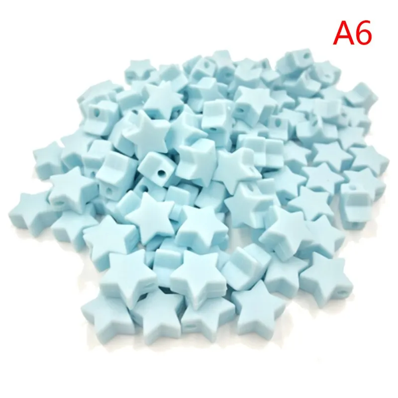 10Pcs Silicone Star Beads Pendant Teether Necklace Bracelet Accessories - Цвет: Синий