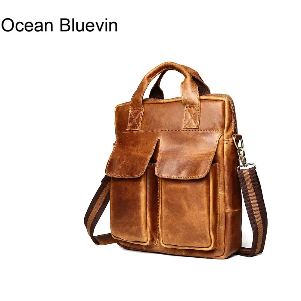 

OCEAN BLUEVIN Genuine Leather Men Bag men's Briefcase Fashion cowhide Men's Messenger Bags Tote Shoulder crossbody bags Handbags