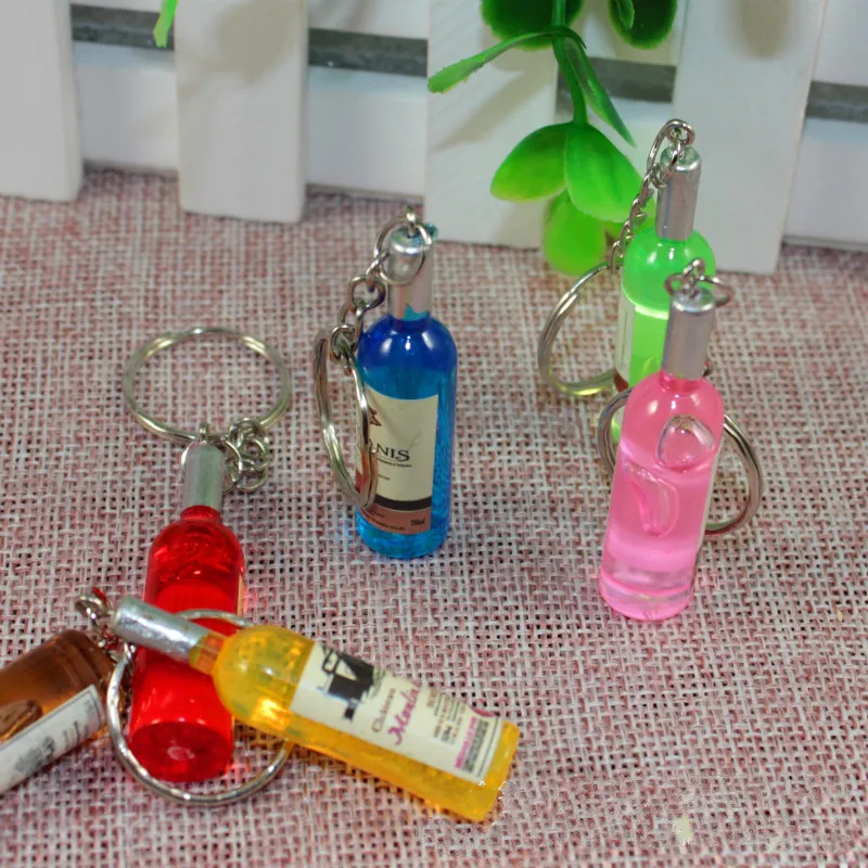 Lot de 6 x Bouteille Vin Résine Charme Pendentifs Pour Mariage Faveurs//Porte-clés X1