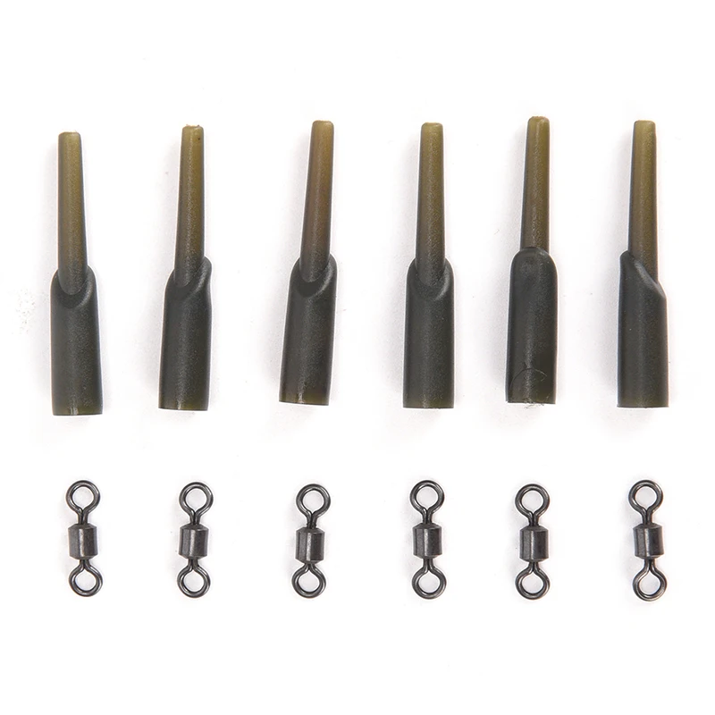 

24PCS Carp Fishing Run Rig Rubber Sleeve + Swivels Lead Stopper Covert Safe System Coarse Fishing Terminal Tackle