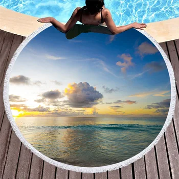 

Bohemian Mandala Beach Tapestry Hippie Sunshine Throw Towel Blanket Superfine Fiber Summer Boutique Round Beach Towels