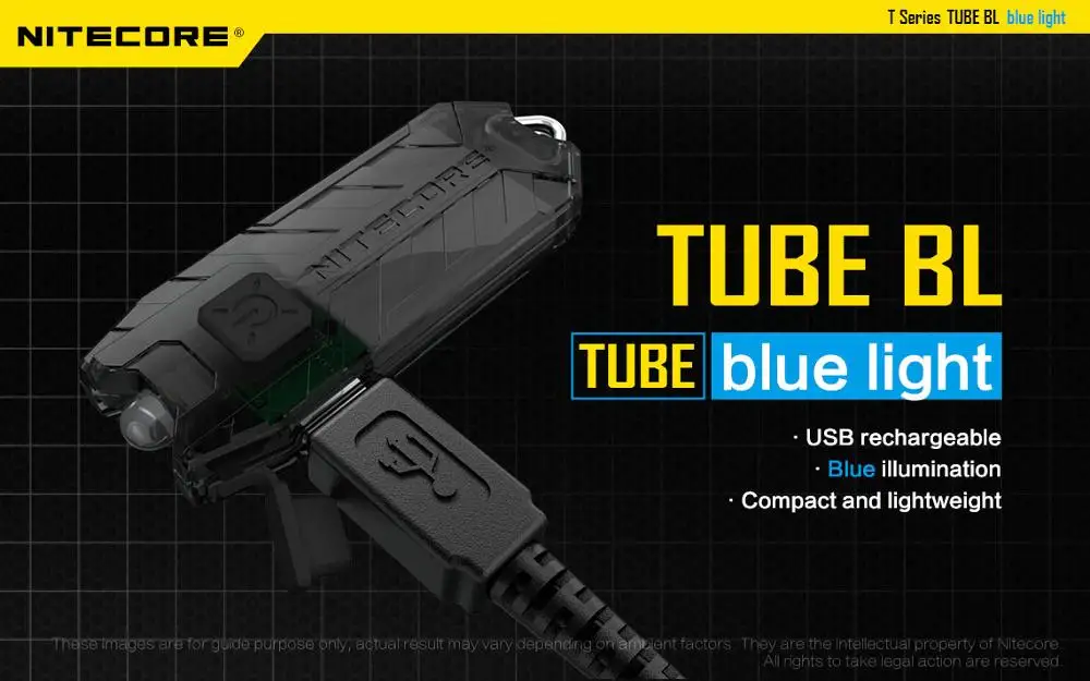 1 шт. Nitecore трубка BL/BUBE GL/трубка RL/УФ перезаряжаемая USB трубка брелок Светильник