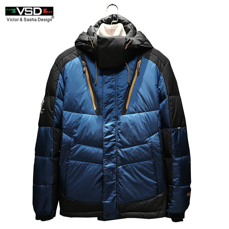

VSD Winter Jacket 2017 Detached Waterproof 55% White Duck Down Men's Jacket Thick Warm Hooded Coat Collar Parkas Hot Sale VS6805
