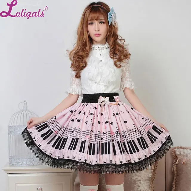 Sweet Lolita Short Skirt Cute Piano Key And Melody Printed Summer Skirt For Women Sweet Lolita Short Skirt Cute Piano Key And Melody Printed Summer Skirt For Women