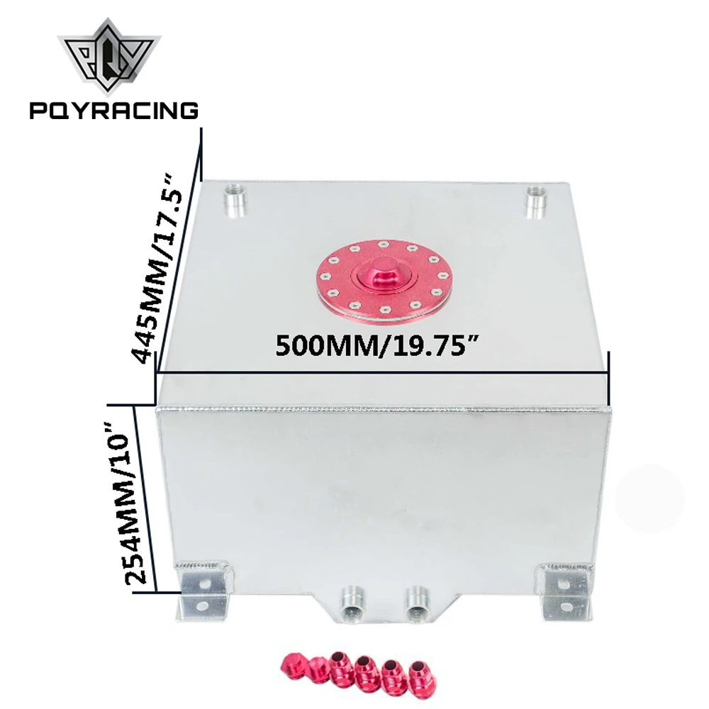 

PQY - 15 GALLON/56.8L RACING ALUMINUM GAS FUEL CELL TANK WITH BILLET RED CAP FUEL SURGE TANK PQY-TK72
