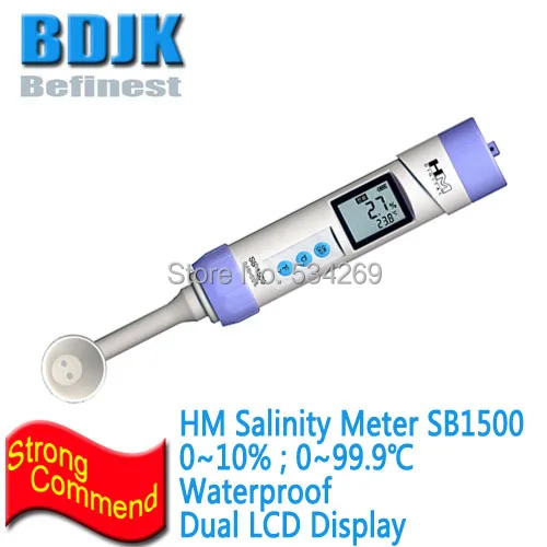 HM Digital Waterproof Salinity Meter 0~10% Temperature and Salt LCD Dual Display