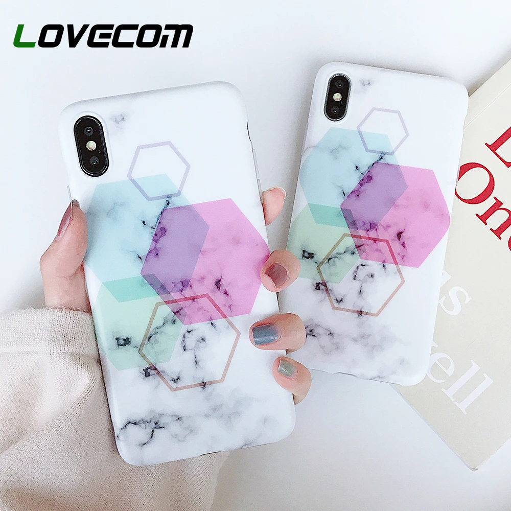 

LOVECOM Smooth Geometry Rhombic IMD Soft Phone Case For iPhone 6 6S 7 8 Plus X XS MAX XR Silicone Shockproof Back Cover Case