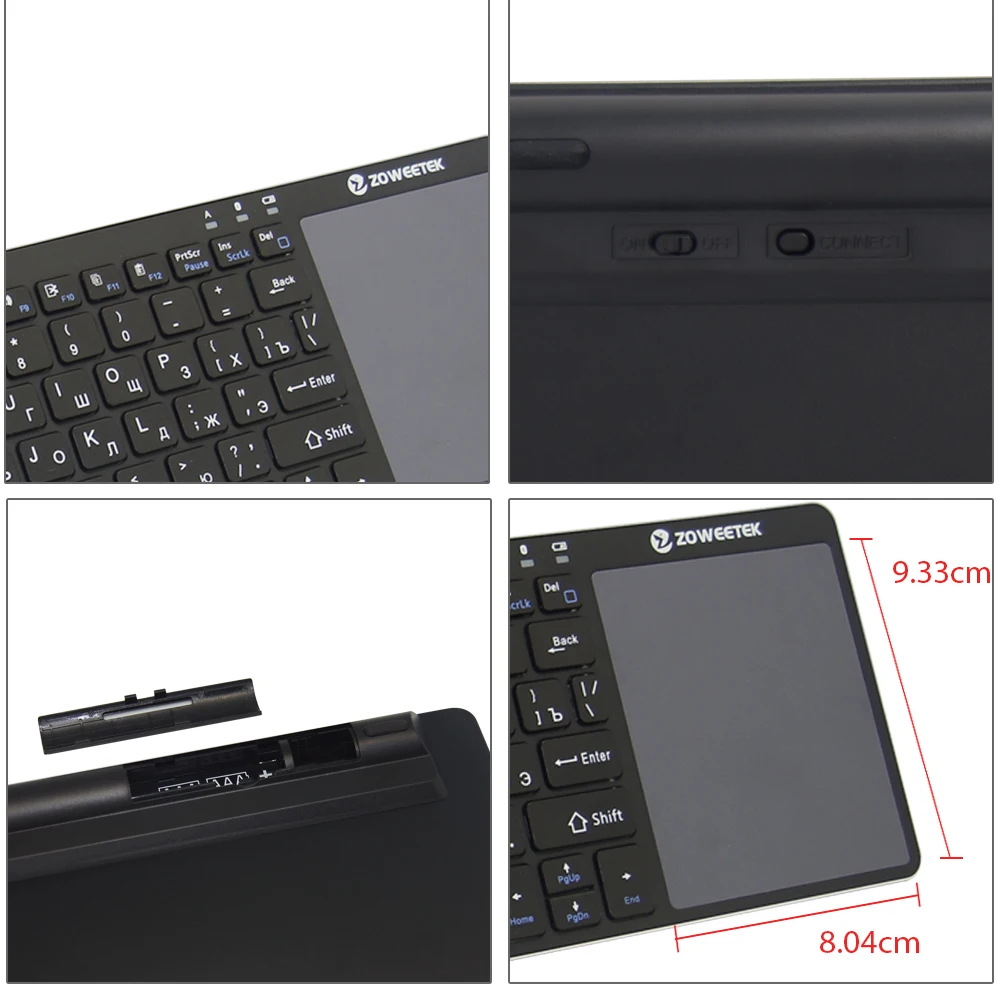 Zowintek-teclado K12bt1 Utra-fino sem Fio Pequeno Espanhol Bluetooth com Touchpad para Windows e Android - Imagem 3