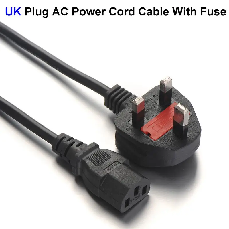 10pcs Pc Desktop Monitor Computer Uk Plug Ac Power Extension Cord Cable