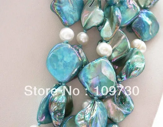 Ювелирные изделия 0012470 5row 18 квадратных зеленый shell круглый жемчужное ожерелье canchoose
