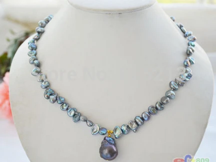 

ddh001447 15x20mm black BAROQUE Keshi Reborn PEARL Necklace Pendant