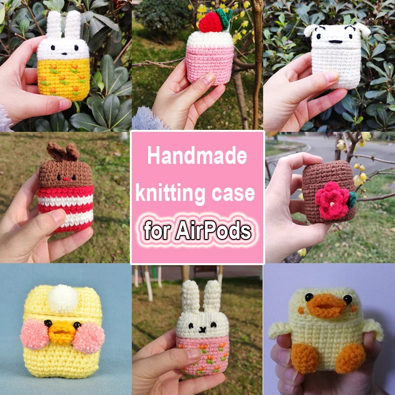 

Cute DIY Knitting Case for Apple Airpods Air Pods Accessories Bluetooth Earphones Handmade Cartoon Case Protective Cover Decor