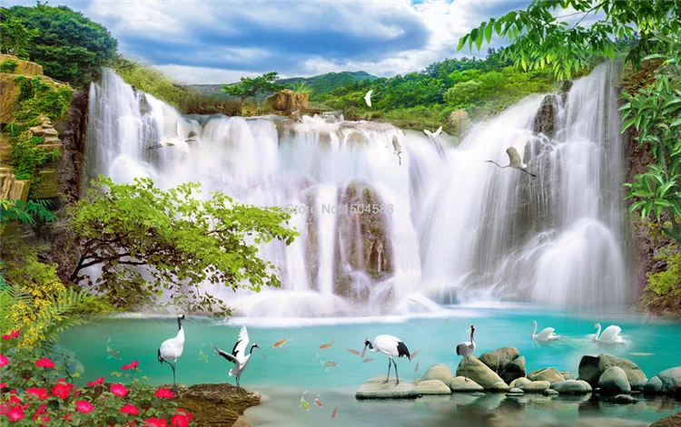 Пользовательские 3D настенные фрески природа пейзаж с водопадами фото обои Гостиная ТВ диван фон Настенный декор классические настенные картины