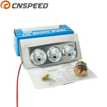 

CNSPEED Chrome 2''52MM Triple gauge kit Voltmeter Water temp gauge Oil pressure gauge with Sensor Car Meter YC100895