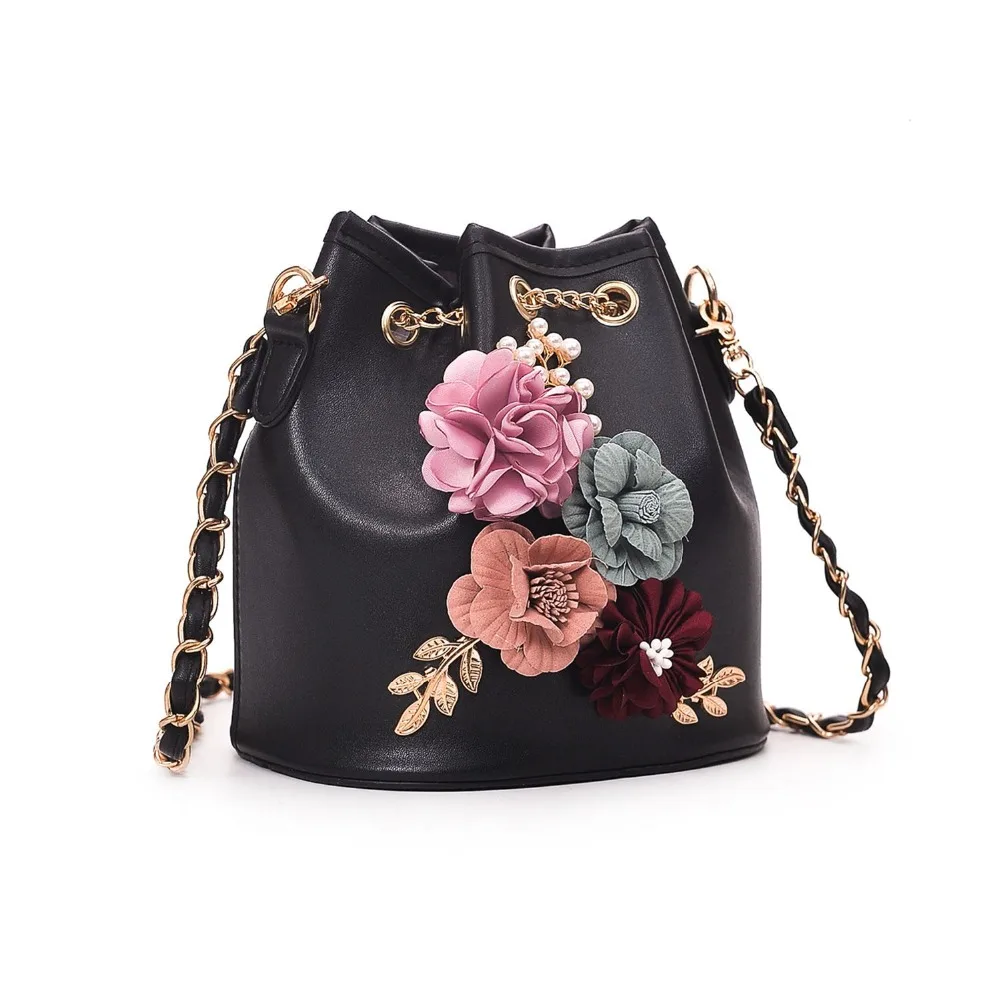 

2018 New Flower Bucket t Bag Women PU Leather Shoulder Bags Brand Designer Ladies Crossbody messenger Bags