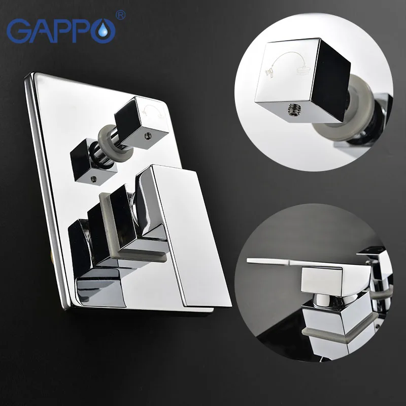 Gappo حوض صنبور جدار الحمام دش صنبور مجموعة في جدار نحاس دش خلاط صنبور كروم شلال حمام دش