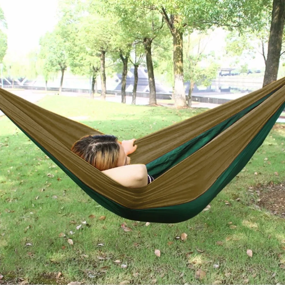 Enkeeo Nylon 2 Person Parachute Hammock For Travel Kits Hiking Portable