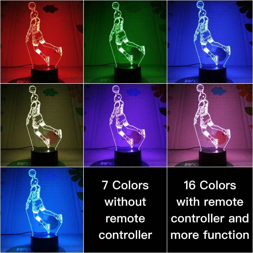  LED Night Light Michael Jordan Figure Decor USB Touch Sensor Children Kids Gift Sports Bedroom Tabl - 32966498067