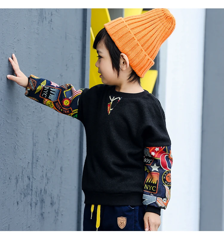 Детский свитер, новинка 2018 года, осенне-зимние Утепленные комплекты для мальчиков, шерстяная одежда, Детский свитер для мальчиков