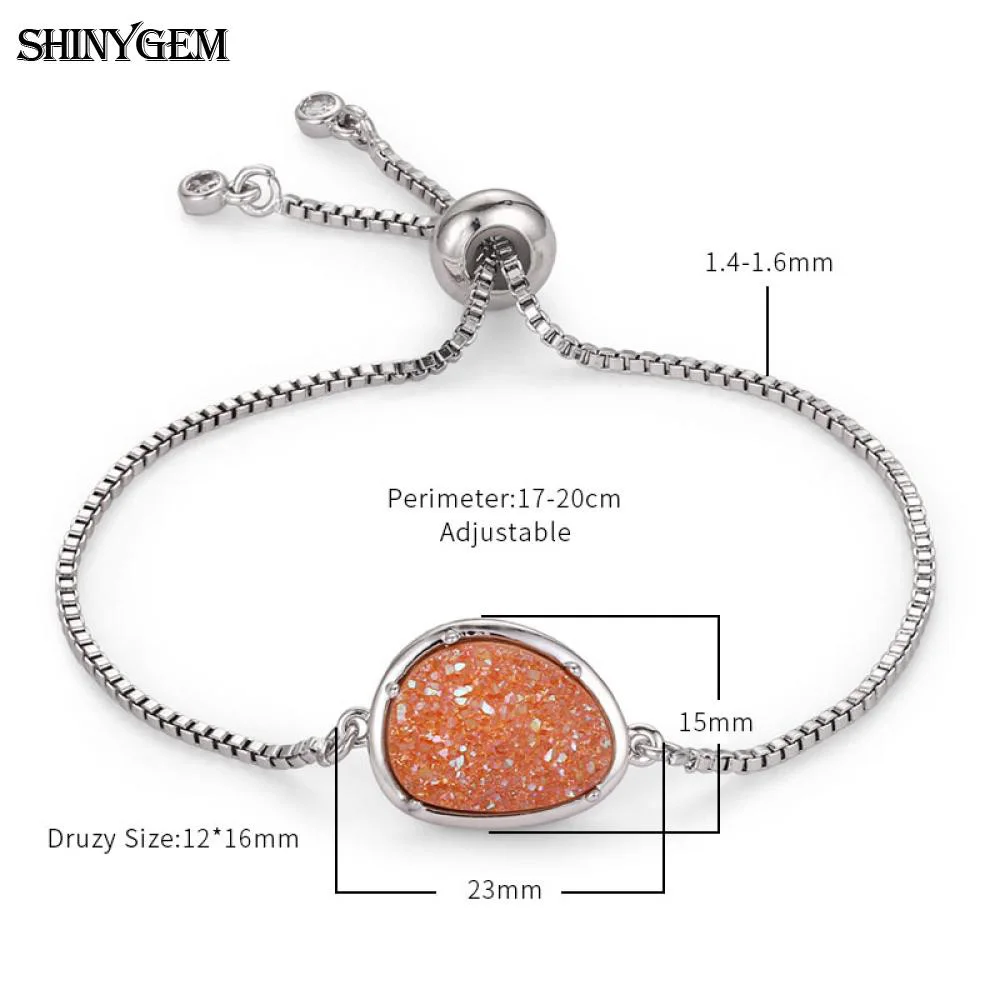 ShinyGem модные минеральные друзы Кристалл Регулируемые браслеты с шармами серебряный цвет цепи браслеты натуральный камень браслеты для женщин