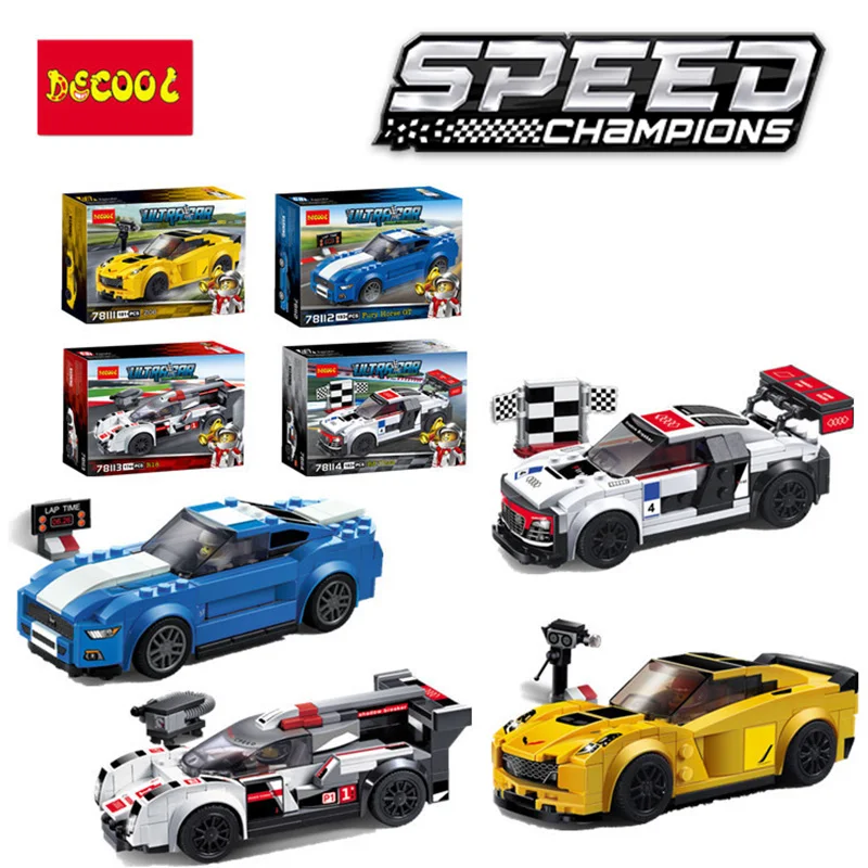 

Speed champions Ford Mustang Audi R8 Porsches Compatible LegoINGs Model Building Block car toy set kids gift Children's gift