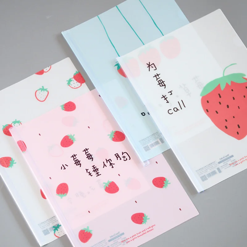 

1 Pcs Kawaii Fruit Strawberry Transparent PP Clip Board Document Holder Folder Storage Pouch Package for File Folder Stationery