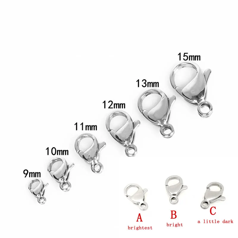 20 штук 10/11/12/13/15 мм Качество омара застежками Нержавеющая сталь DIY ювелирных изделий соединительные крючки для Цепочки и ожерелья и