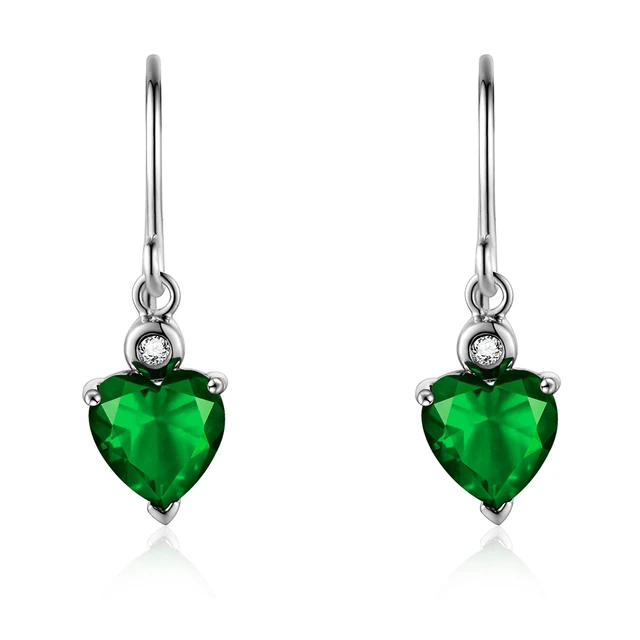 Double R 925 Sterling Silver Emerald Earrings With Gemstone Diamond Double R 925 Sterling Silver Emerald Earrings With Gemstone Diamond Drop Heart Blue Topaz