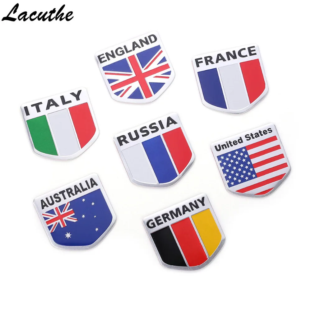 3D Alluminio Italia Germania Francia Russia Australia Stati Uniti Mappa Bandiera Nazionale Adesivo Per Auto Car Styling