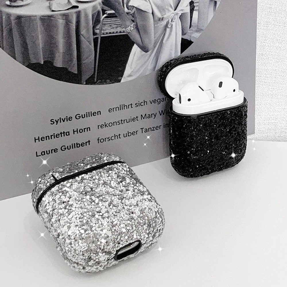 Роскошный блестящий чехол для Apple Airpods благородный элегантный блестящий чехол для девочки Bluetooth беспроводной защитный чехол для наушников сумки
