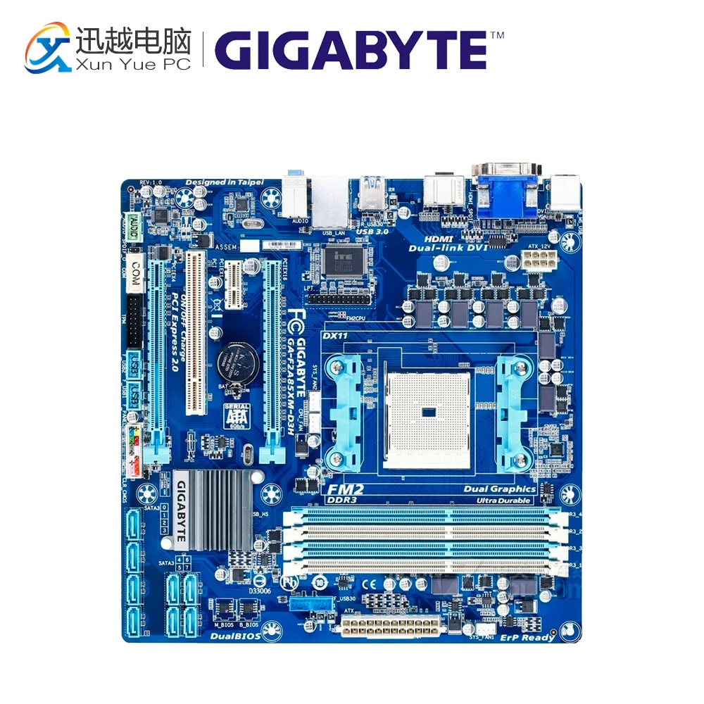 Gigabyte GA-F2A85XM-D3H Desktop Motherboard F2A85XM-D3H A85X Socket FM2 DDR3 SATA3 USB3.0 ATX Gigabyte GA-F2A85XM-D3H Desktop Motherboard F2A85XM-D3H A85X Socket FM2 DDR3 SATA3 USB3.0 ATX