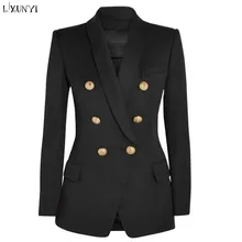 LXUNYI Spring Women Suit jacket Long Sleeve Women’s Formal Slim Double Breasted Blazer Fashion 2018 Office Blazers Ladies Coat