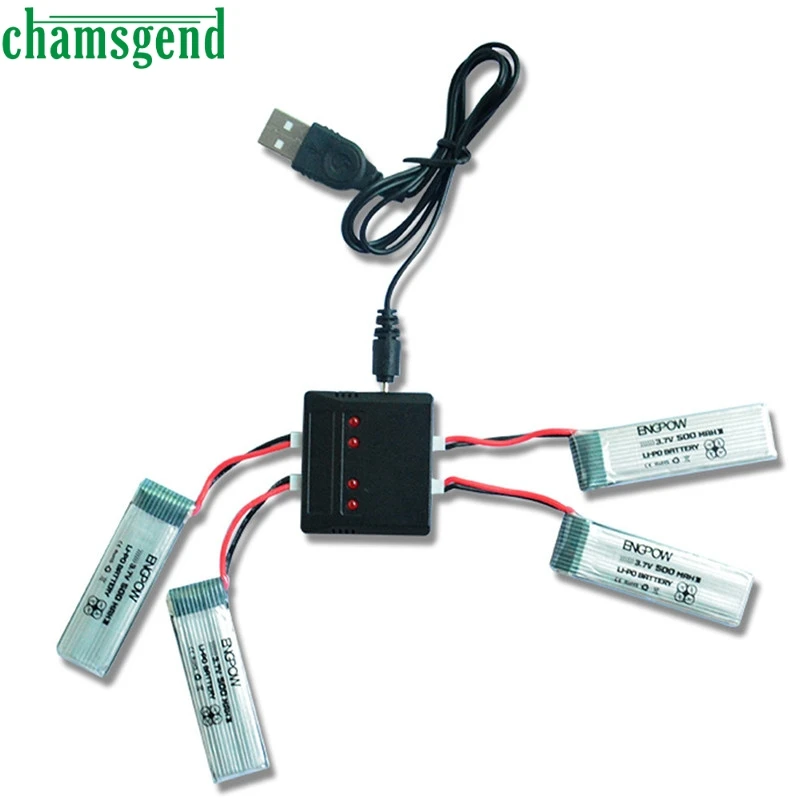 

CHAMSGEND Battery High quality 3.7V 500mAh Li-Polymer Battery +A Four Charger For  H37 RC Quadcopter  S30