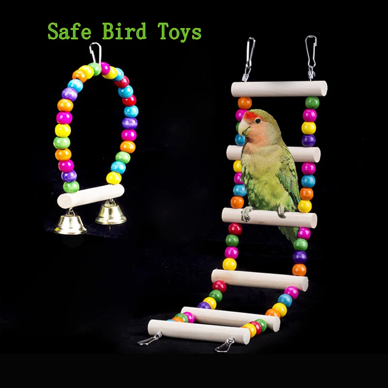 

Parrot Hamster Pet Bird Wood Ladder Bites Harness Cage Parakeet Climb Bridge Drawbridge Cableway Different Length Toys Rope