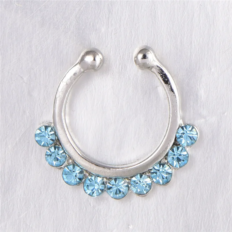 

2016 Colorful Fake Nose Ring Goth Punk Lip Ear Nose Clip On Fake Piercing Nose Lip Hoop Rings Earrings