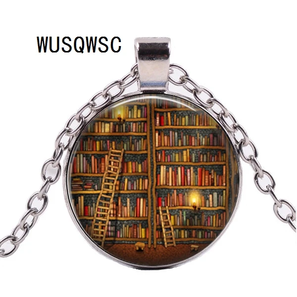 WUSQWSC مكتبة خزانة قلادة خمر نمط هدية للطلاب المعلم و مكتبة قلادة ، كتاب قديم