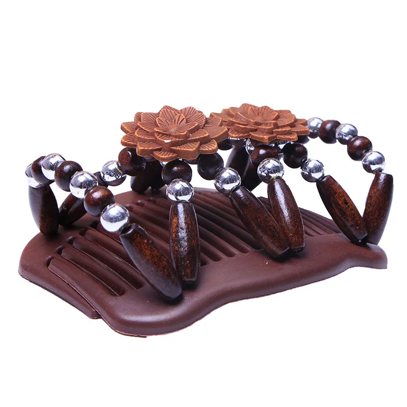 Vintage Holz Perlen Haarkamm Elastisch Für Elegante Frisuren_voghion.com