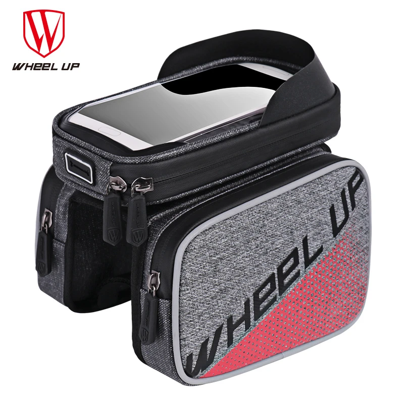 cheap WHEEL UP 6.0 Inch Waterproof Touch Screen Bike Bag Top Tube MTB Cycling Riding Frame Front Head Bags Cell Phone bicycle bag
