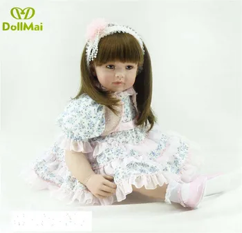 

24"60cm Reborn Babies Silicone newborn handmade lo original stylish princess toddler doll vinyl Baby Doll toy Birthday Gifts