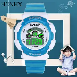 HONHX модные Повседневное для мальчиков и девочек часы цифровой светодиодный Аналоговые Кварцевые сигнализации Дата спортивные часы для